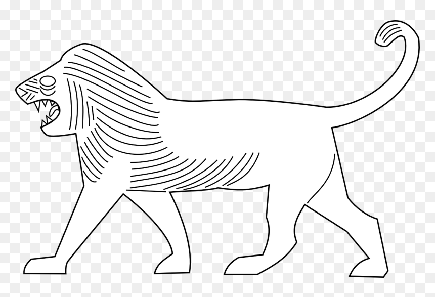 Angry Lion Png -lion Walking Animal - Lion Of Babylon Outline, Transparent Png - lion png images