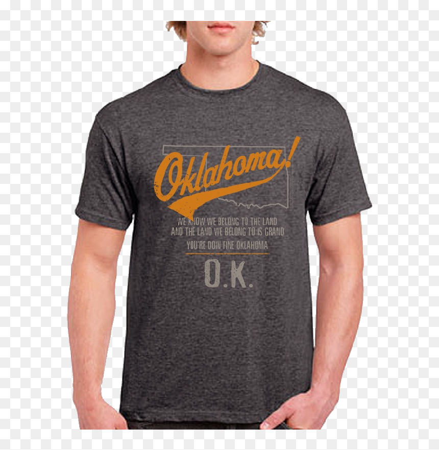 Oklahoma Unisex Heather Charcoal Map Outline Tee - Gildan Dark Heather Shirt, HD Png Download - oklahoma outline png