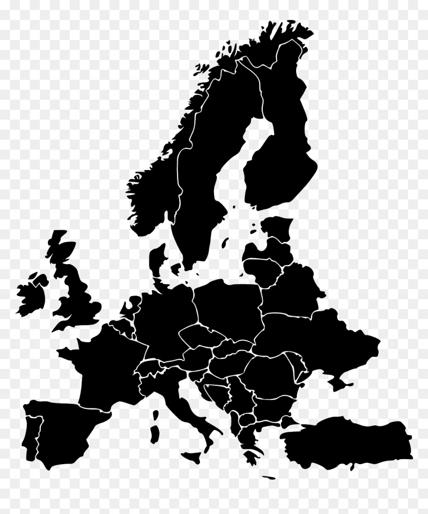 Europe Map Clip Art, HD Png Download - world map silhouette png