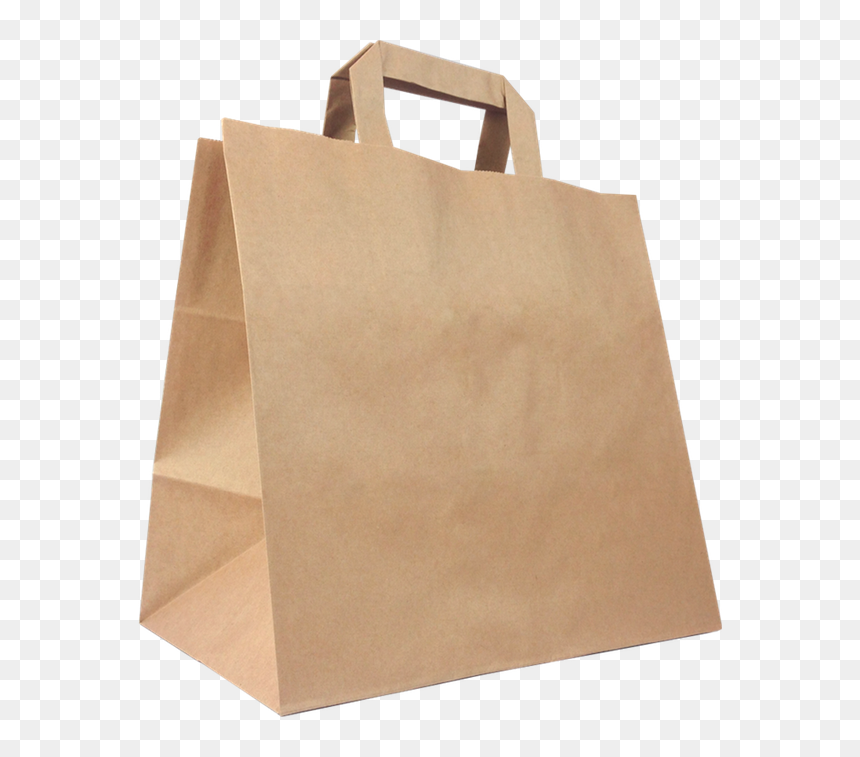 Brown Tape Handle Paper Bags - Tote Bag, HD Png Download - brown paper png