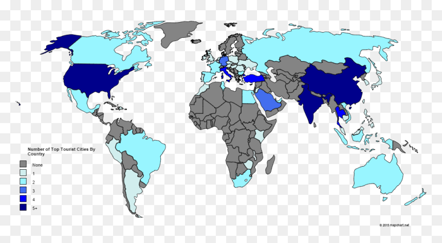 Top 100 Tourist Cities By Country - Daddy Long Legs Map, HD Png Download - map of world png