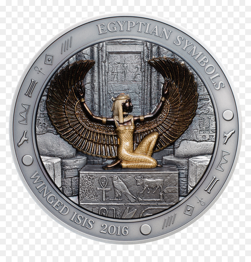 Palau - 2016 - 20 Dollars - Egyptian Symbols Winged - Dioses Egipcios En Monedas, HD Png Download - egyptian symbols png