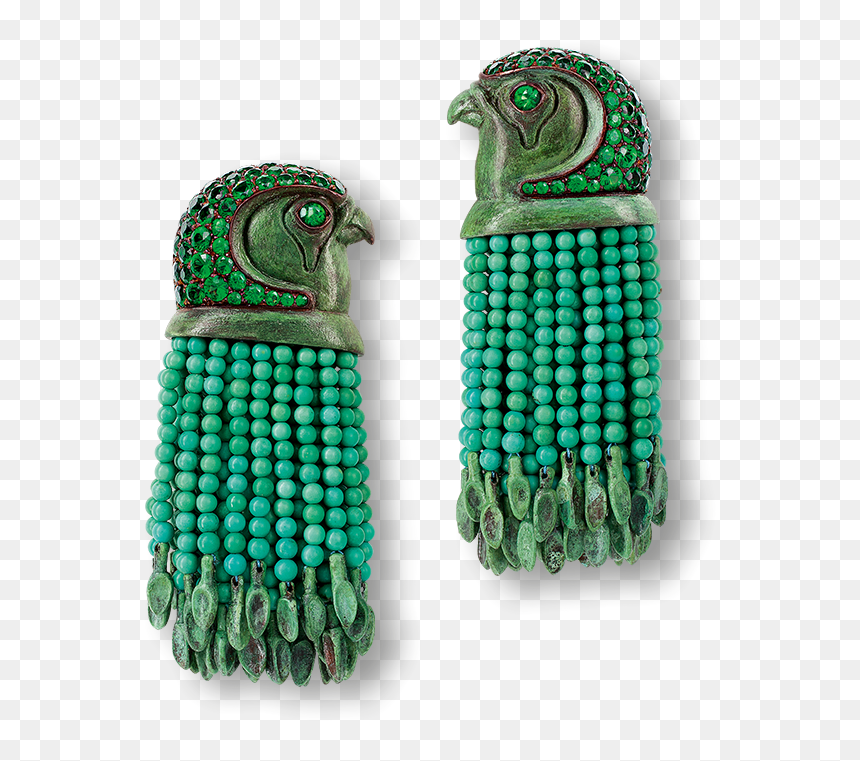 Earring With A Bird Head And Tassels By Hemmerle - Egyptian Bead Earring, HD Png Download - egyptian symbols png