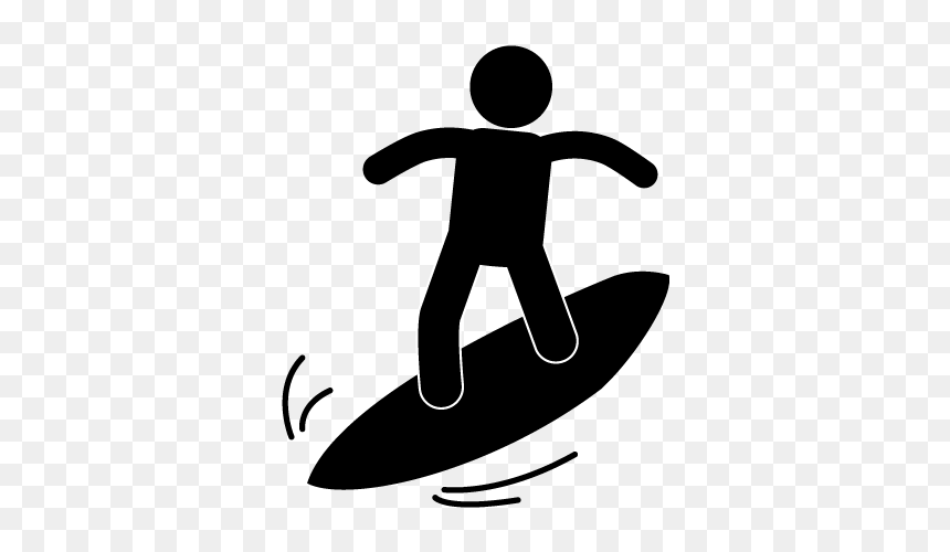 Surfing Pictogram, HD Png Download - surfer silhouette png