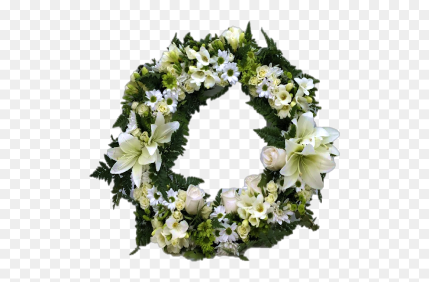 Green And White Wreath - Bouquet, HD Png Download - white wreath png