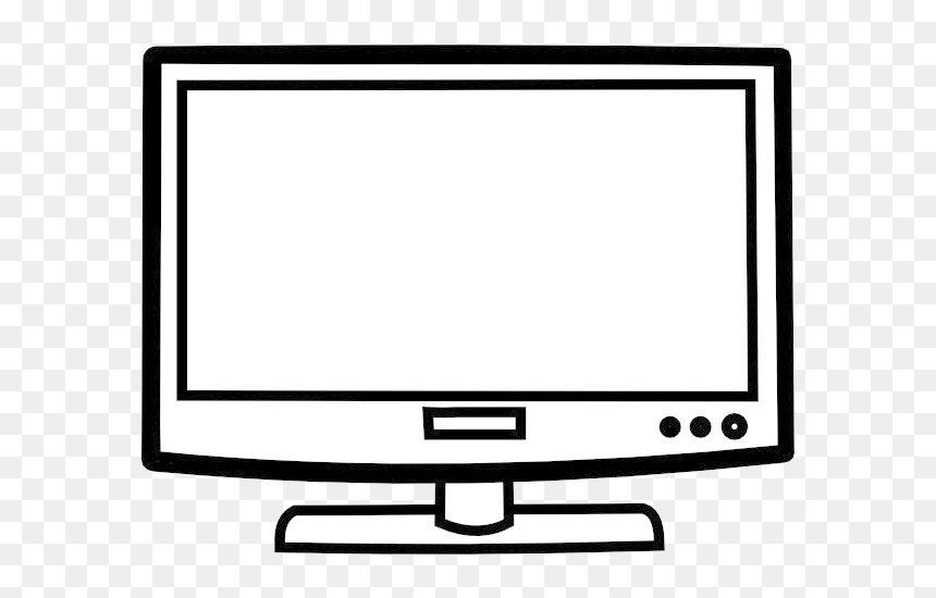 Tv Television Black And White Coloring Book Clip Art - Monitor Clipart Black And White, HD Png Download - flatscreen tv png