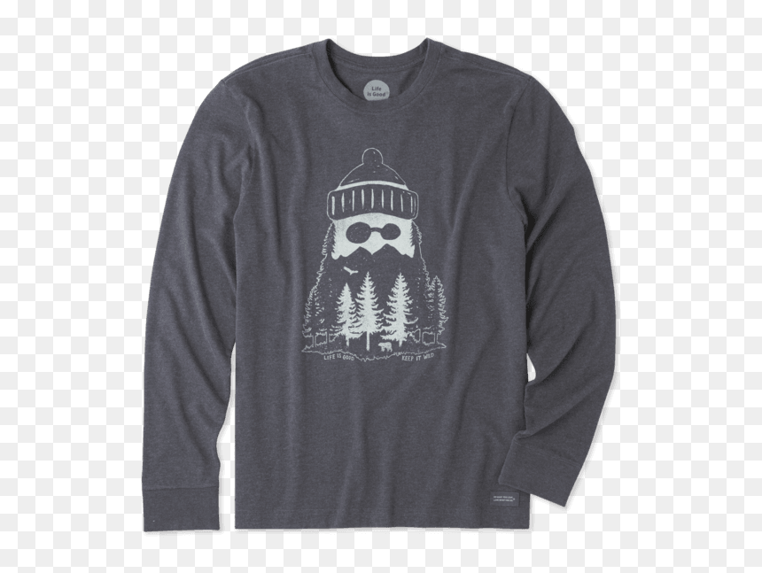 Men"s Mountain Beard Long Sleeve Crusher Tee - Life Is Good Mountain Beard, HD Png Download - long beard png
