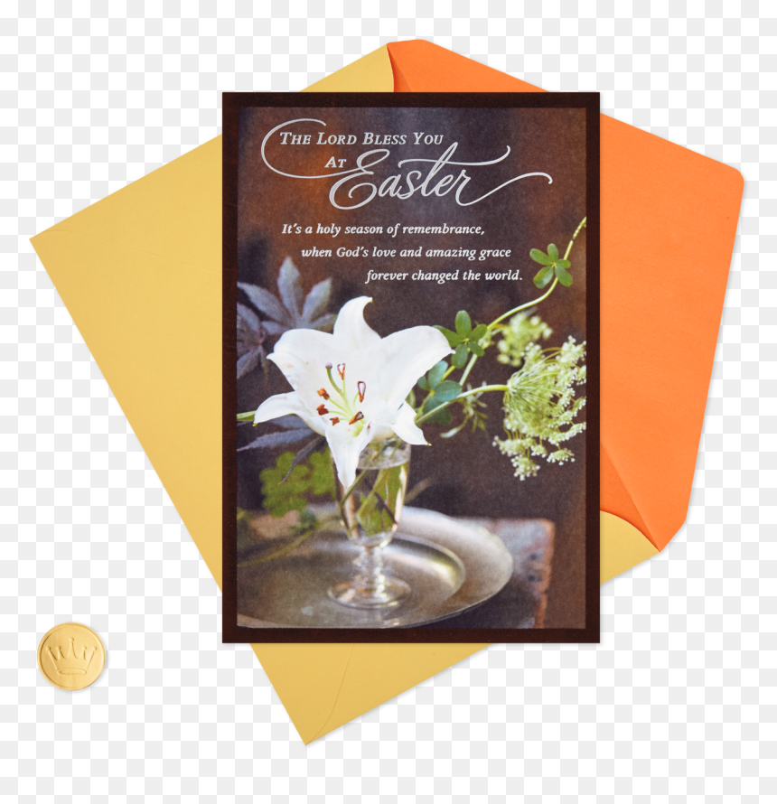 White Lily Flower In A Vase Religious Easter Card - Jasmine, HD Png Download - white flower vase png