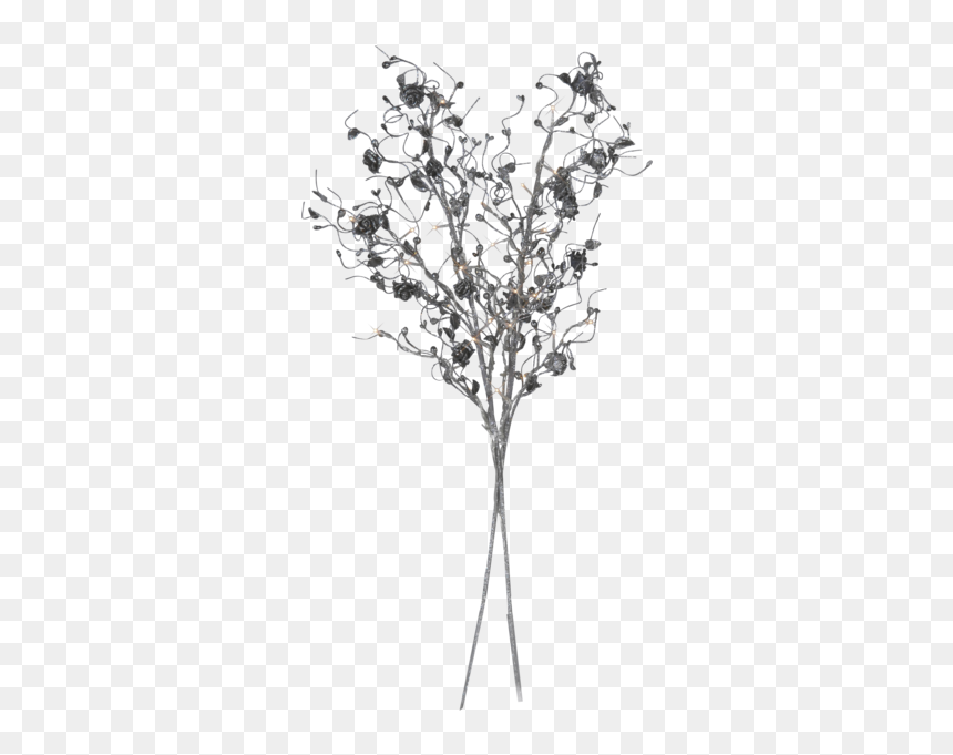 Decorative Twig Rose - Flower Twig Png, Transparent Png - white flower vase png