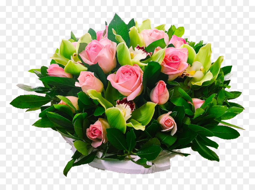 Garden Roses, HD Png Download - bouquet basket png