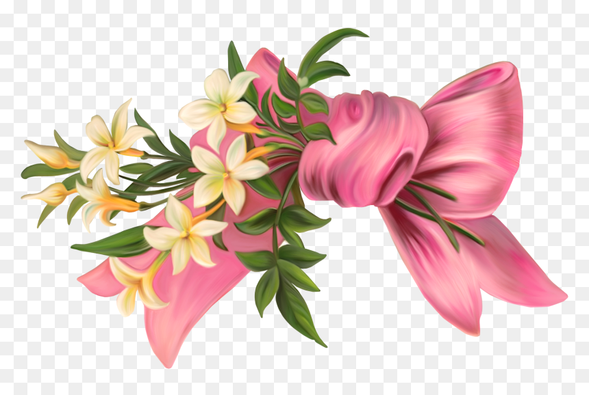Flower With Ribbon Png, Transparent Png - spring flowers png