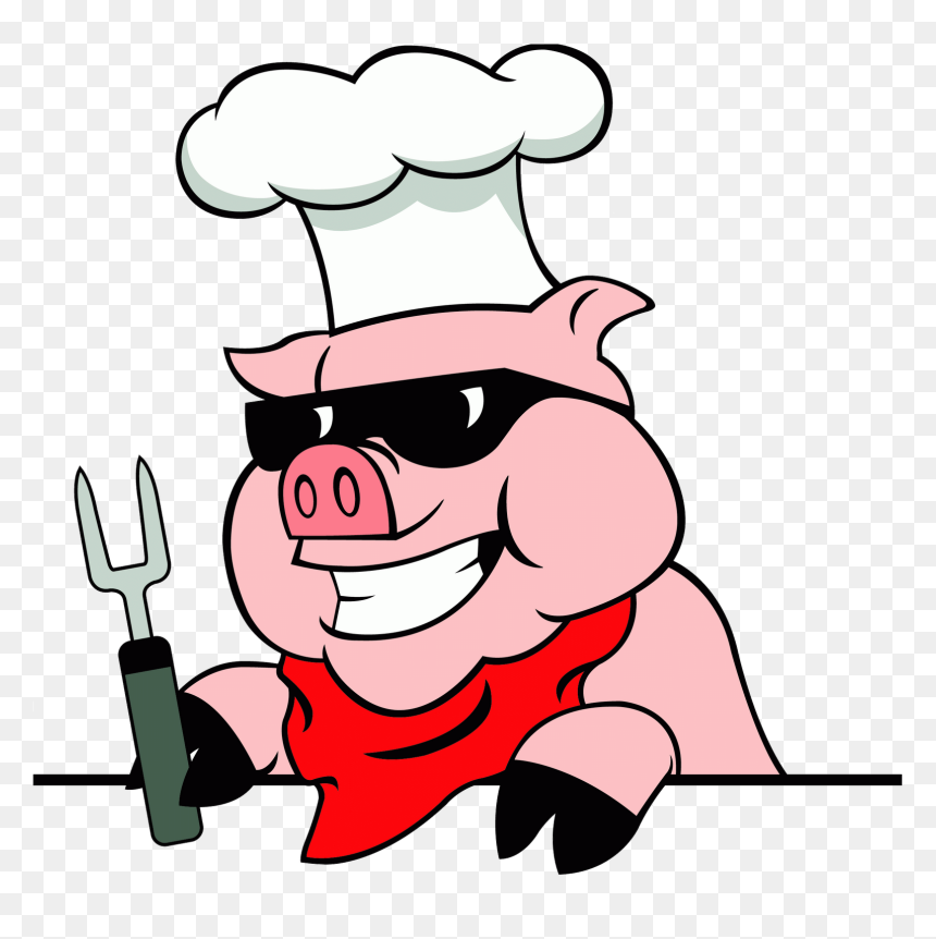 Pig With Chefs Hat, HD Png Download - bbq png