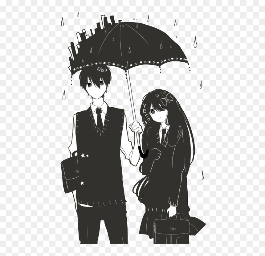 Black And White Anime Transparent, HD Png Download - couple png