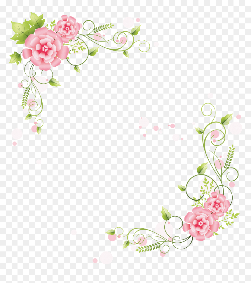 Transparent White Floral Border, HD Png Download - pink flowers png