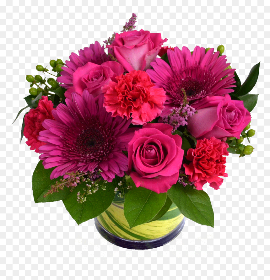Flower In Glass Transparent, HD Png Download - pink flowers png