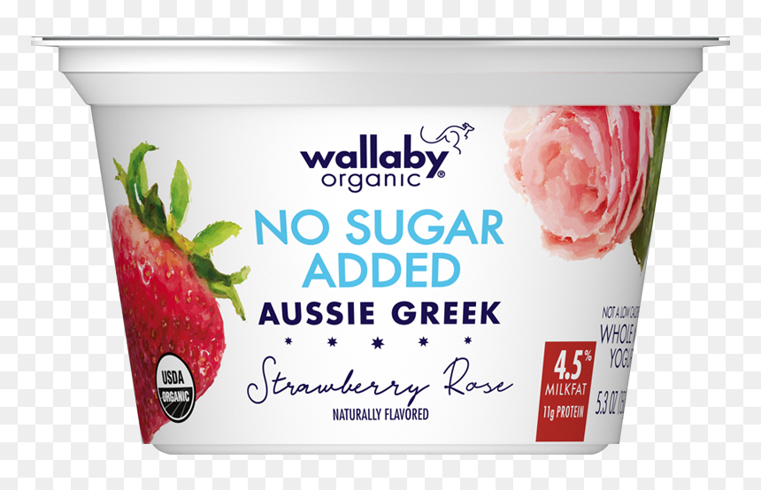 Wallaby Strawberry Rose Organic Whole Milk Greek Yogurt - No Sugar Added Yogurt Wallaby, HD Png Download - greek yogurt png