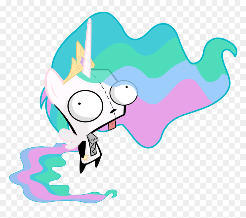 Gir, Invader Zim, Princess Celestia, Safe - Mlp X Invader Zim, HD Png Download - zim png
