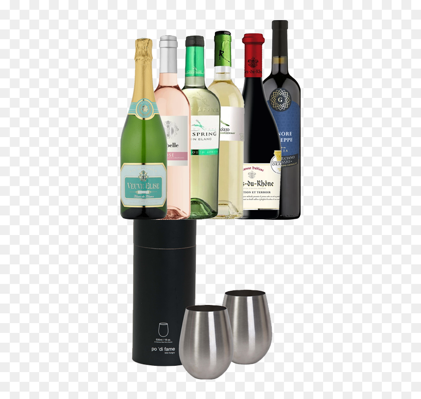Stainless Steel Glasses & Wine Pack - Glass Bottle, HD Png Download - steel glass png