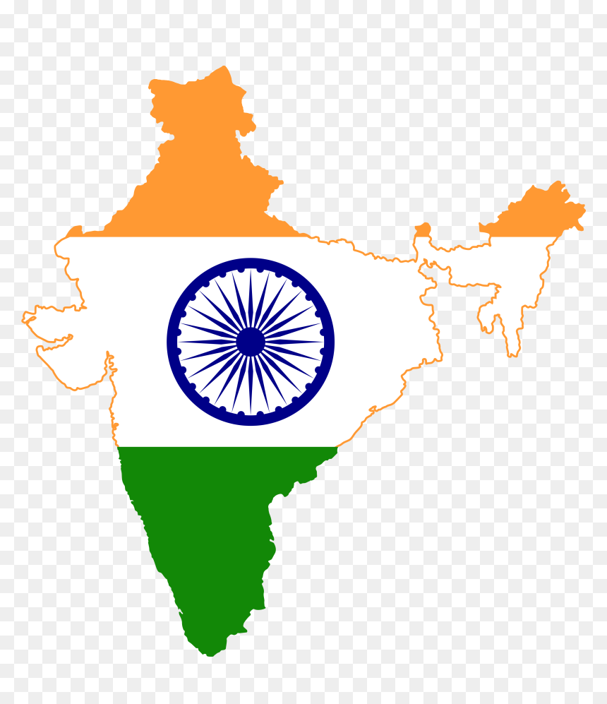 Flag Map Of India Actual Control - India Is The 7th Largest Country, HD Png Download - india map flag png