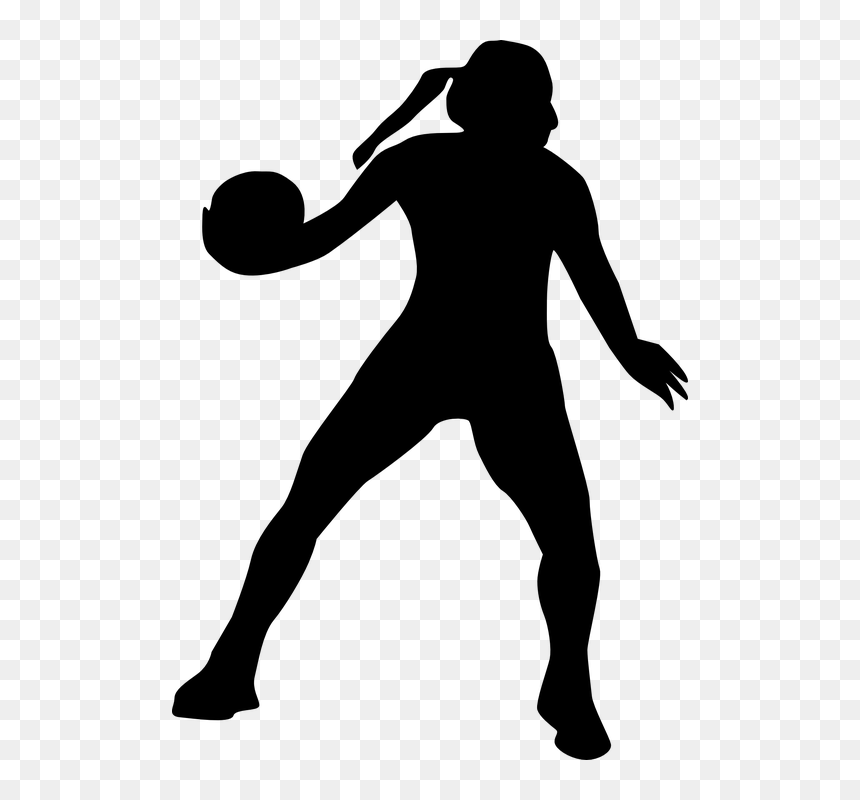 Handball, Volleyball, Sport, Game, Play, Girl, Woman - Netball Silhouette, HD Png Download - volleyball ball png
