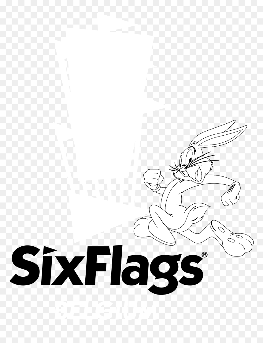Six Flags Belgium Logo Black And White - Illustration, HD Png Download - six png