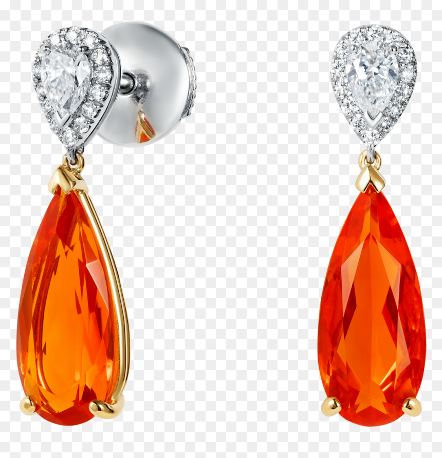 Burlington Fire Opal And Diamond Earrings - Earrings, HD Png Download - round fire png