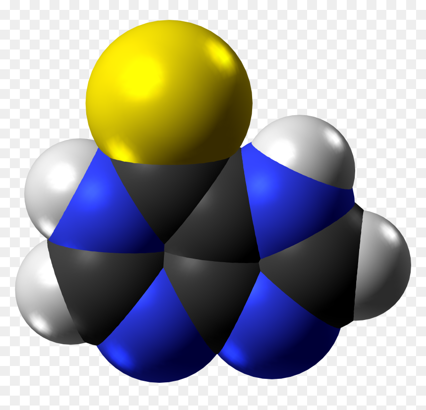Mercaptopurine Molecule Or Zwitterion Spacefill From - Graphic Design, HD Png Download - blue space png