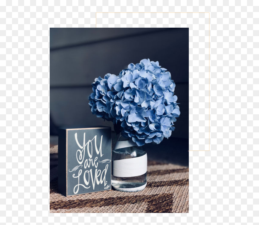 Blue Flowers Glass Vase, HD Png Download - dia de la madre png