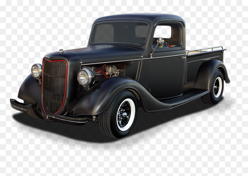 Vintage, Pickup, Truck, White Walls, Black, Hot Rod - Pickup Truck, HD Png Download - classic truck png