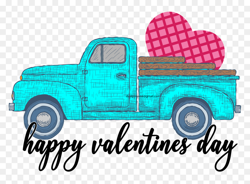 Valentine Clipart Truck - Happy Valentines Day Truck, HD Png Download - classic truck png