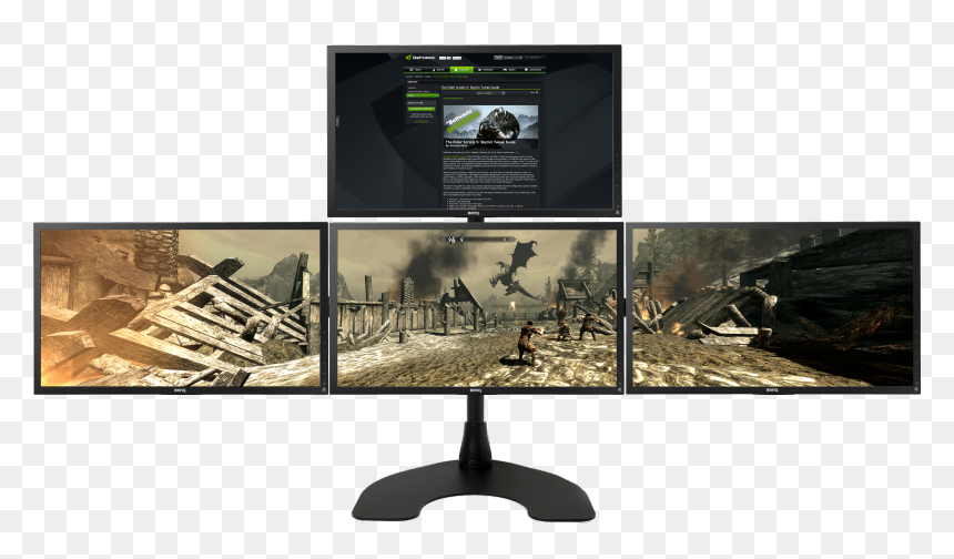 Wide-screen Pc Gaming Monitor Mounting Setup By Ergotech - 3 Display, HD Png Download - gaming setup png