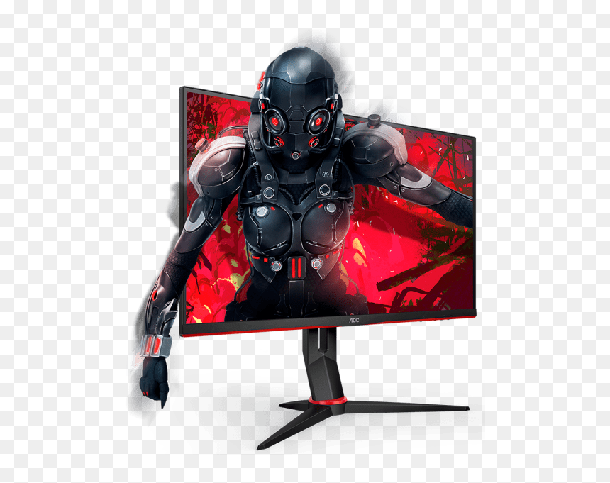 Aoc 24g2u Bk Monitor, HD Png Download - gaming setup png