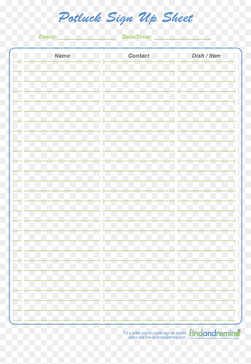 Office Potluck Signup Sheet Main Image - Sample Rate, HD Png Download - signup png