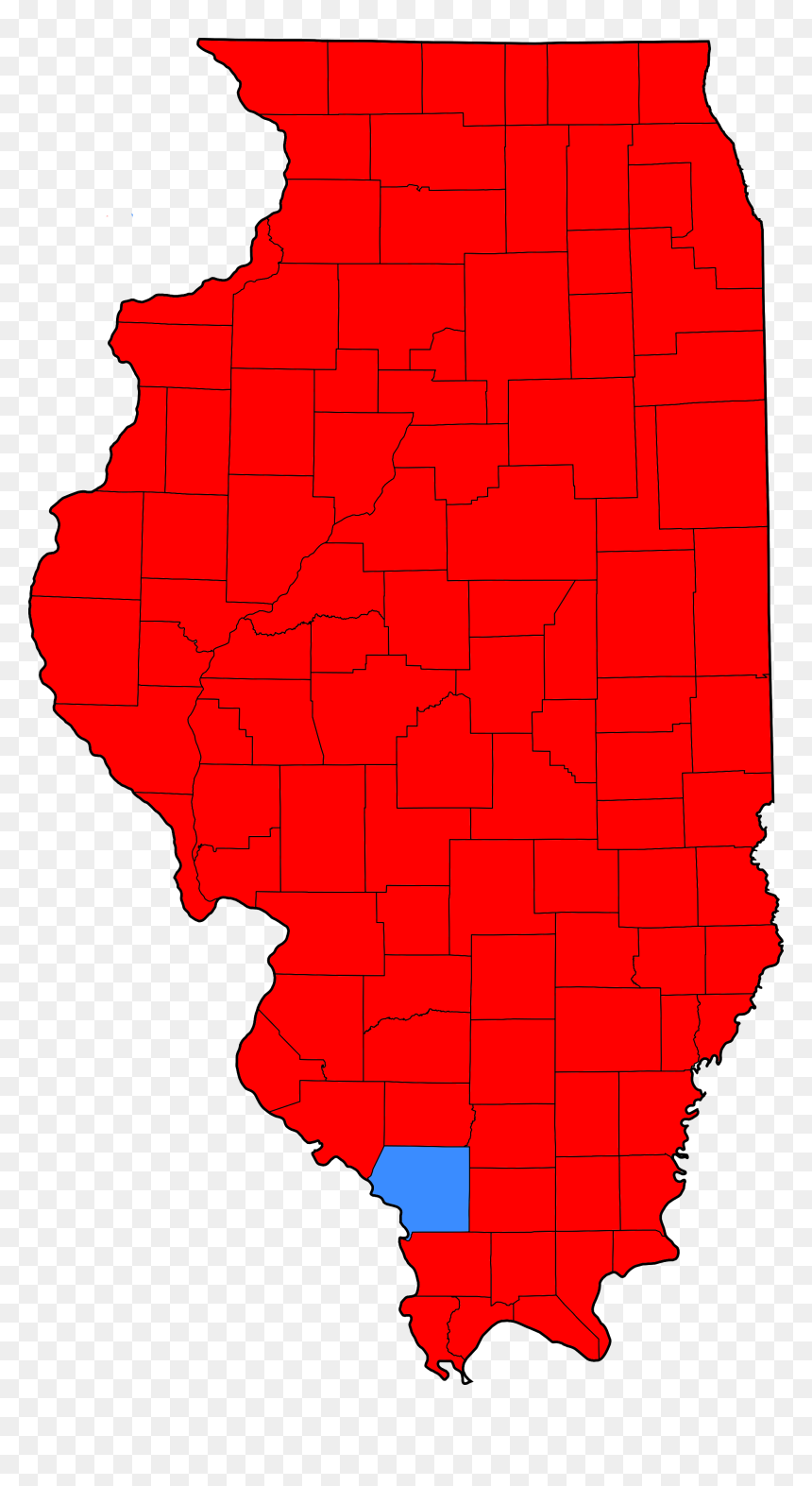 Illinois Pres Election Map 1972 - Blue Illinois, HD Png Download - illinois state outline png