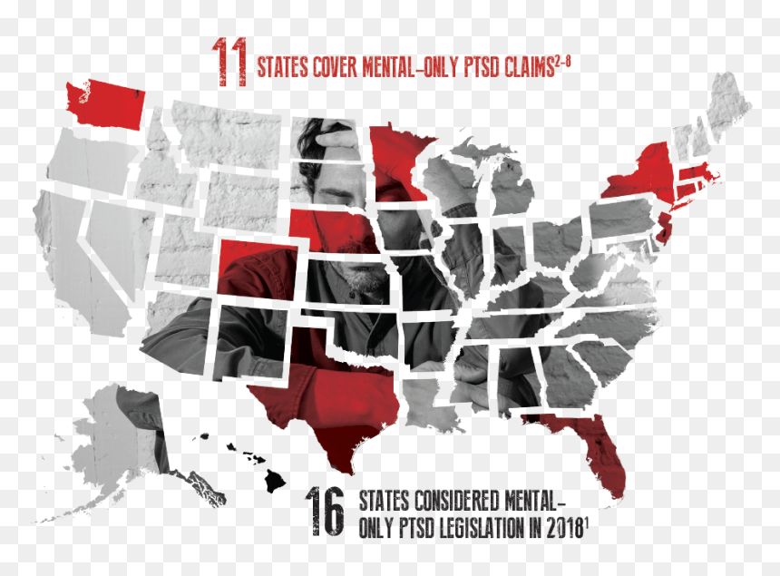 Us Map With States Separated, HD Png Download - ptsd png