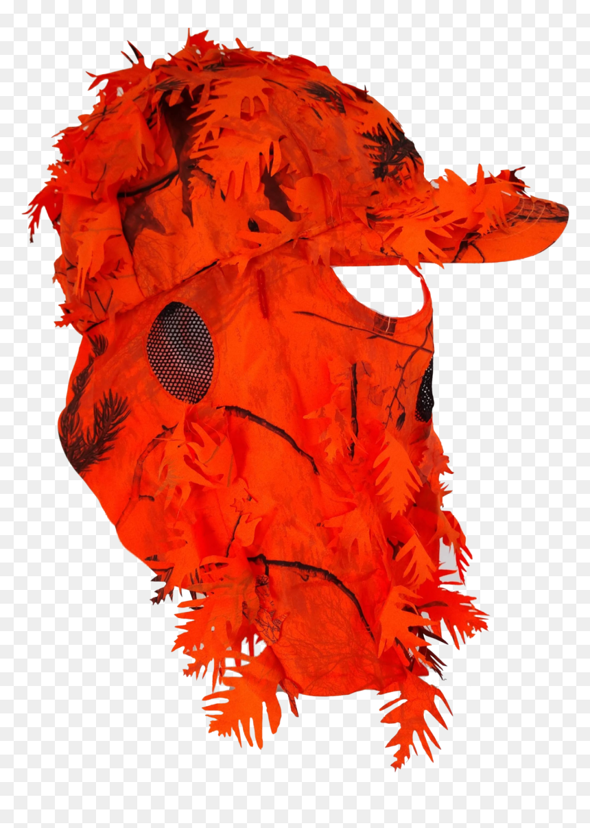 Blaze Orange Front Face Mask Cap Hat 3d Leafy For Safe - Illustration, HD Png Download - leafy face png
