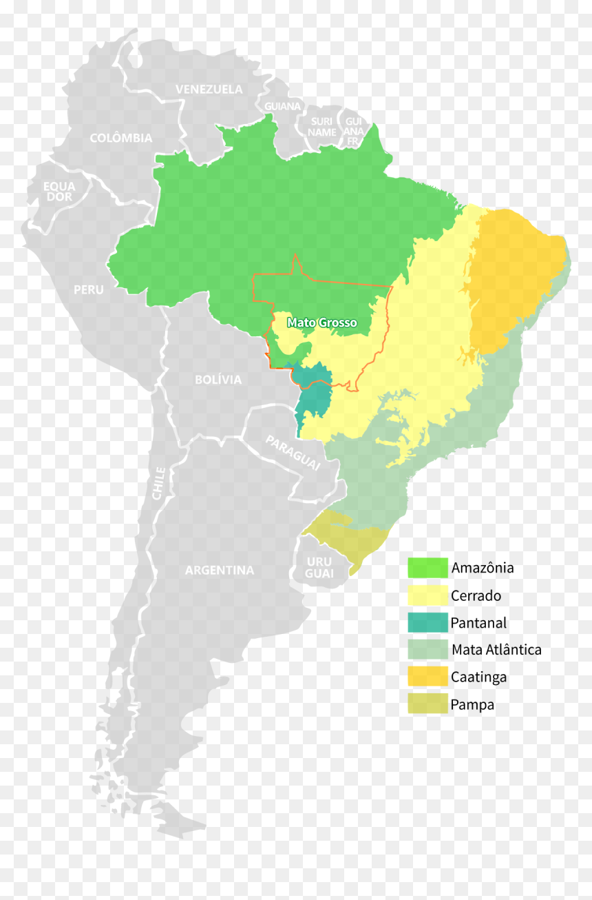 Mato Grosso, Brazil, South America - Brazil South America Map Png, Transparent Png - brazil map png