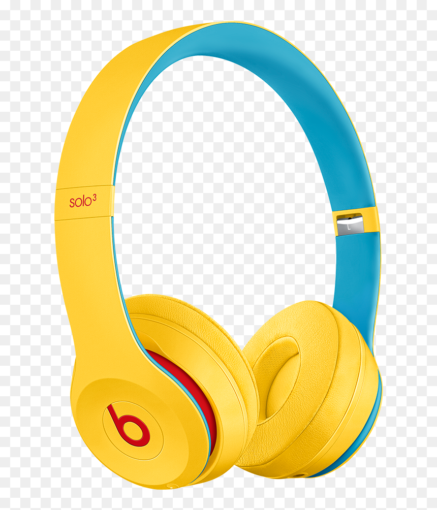 Beats Solo 3 Yellow, HD Png Download - headphone png