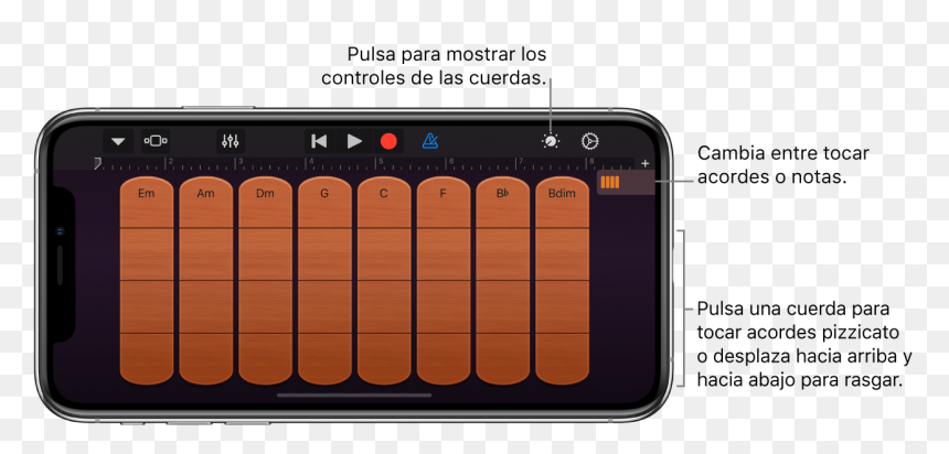 Instrumento Táctil Cuerdas - Garageband, HD Png Download - cuerda png