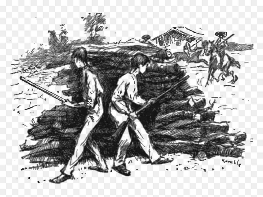 Adventures Of Huckleberry Finn 1885-p153 - Grangerfords And Shepherdsons, HD Png Download - pile guns png