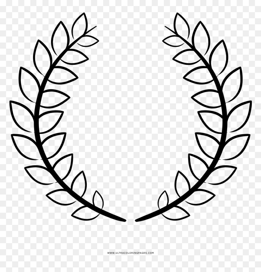 Laurel Wreath Coloring Page - Black And Copper Metal Wall Clock, HD Png Download - white laurel wreath png