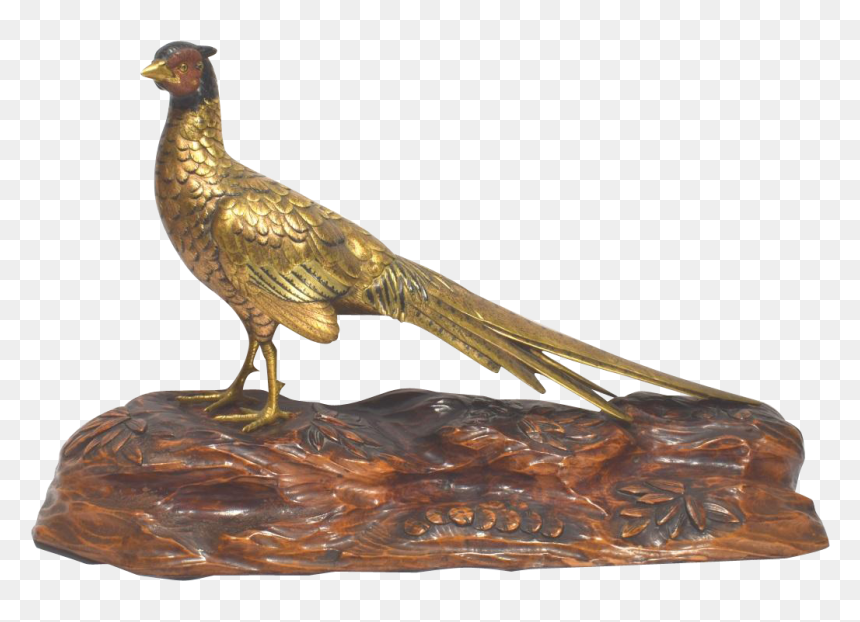 Large Gilt Bronze Figure Of A Pheasant On The Original - Peafowl, HD Png Download - pheasant png