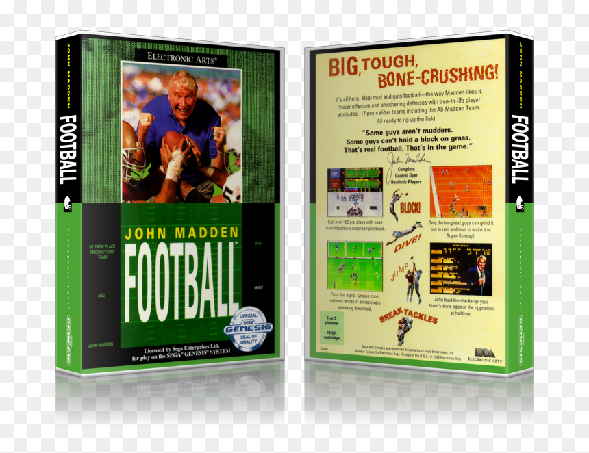 Genesis John Madden Football Sega Megadrive Replacement - John Madden Football, HD Png Download - john madden png