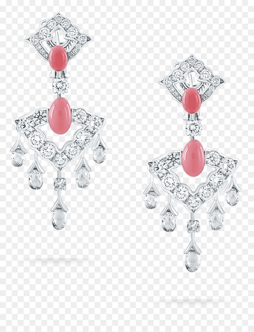 Pink Pearl And Diamond Earrings - Earrings, HD Png Download - pink pearl png