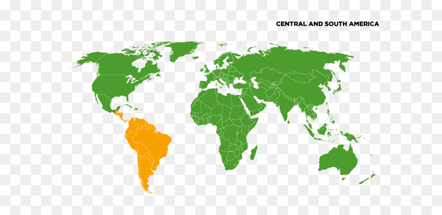 World Map Highlight India, HD Png Download - south america map png