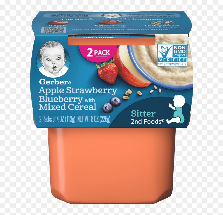 2nd Foods Apple Strawberry Blueberry - Gerber Baby Food, HD Png Download - blue berry png