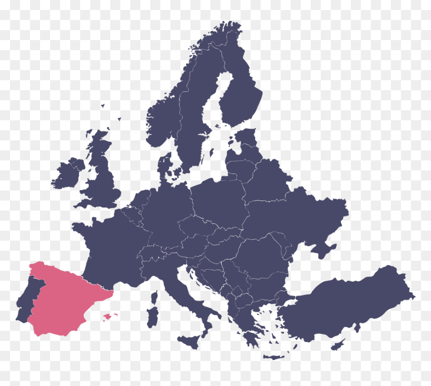 Denmark In Europe Map, HD Png Download - spain map png