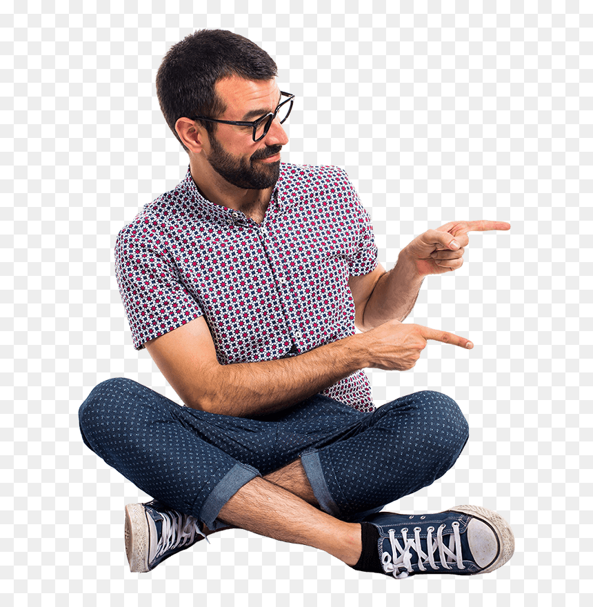 Sitting, HD Png Download - guy pointing png