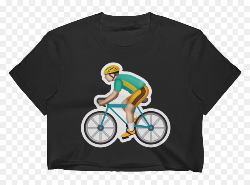 Emoji Crop Top T Shirt - Man Cycling Clipart, HD Png Download - cycling png
