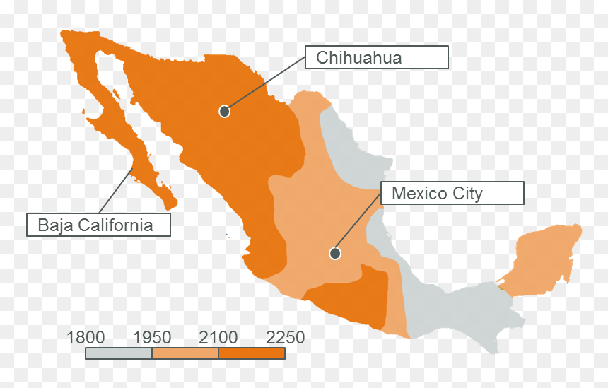 Solar Irradiation Mexico Map - Mexico Grey Map Vector, HD Png Download - mexican frame png